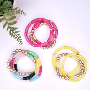 Ava 2 Acrylic Tube Bracelet Set