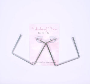 Pink Squared Hoop Earrings